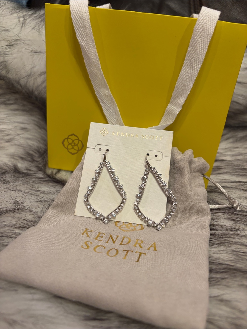 Kendra Scott Silver Crystal Frame Drop Earnings